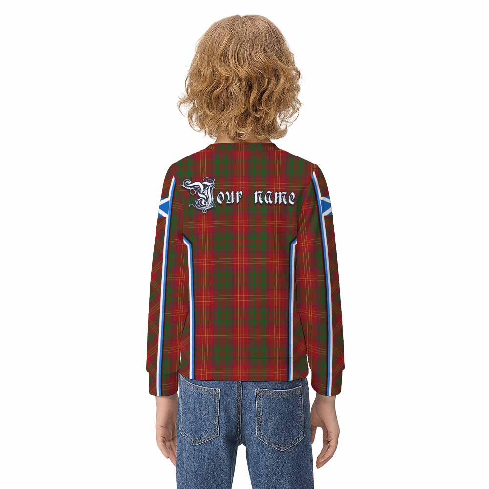Burns Tartan Crest Kid Knitted Sweatshirt Scotland Coat of Arm Flag Style - Tartan Vibes Clothing