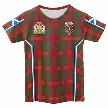 Burns Tartan Crest Kid T-shirt Scotland Coat of Arm Flag Style