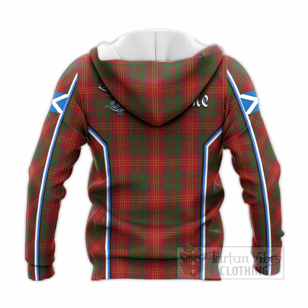 Burns Tartan Crest Knitted Hoodie Scotland Coat of Arm Flag Style - Tartan Vibes Clothing