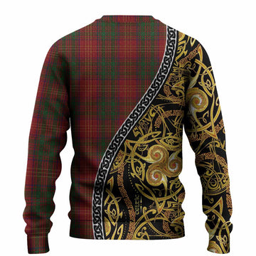 Burns Tartan Crest Knitted Sweater Celtic Knot and Triple Trickle Spiral Symbols