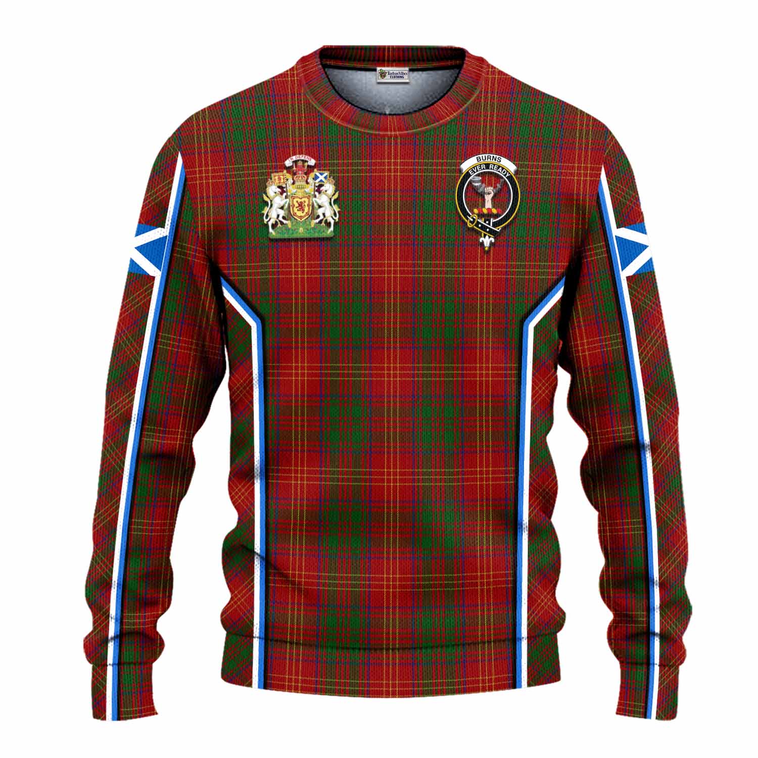 Burns Tartan Crest Knitted Sweater Scotland Coat of Arm Flag Style - Tartan Vibes Clothing