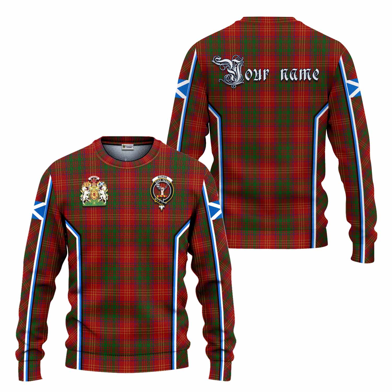 Burns Tartan Crest Knitted Sweater Scotland Coat of Arm Flag Style - Tartan Vibes Clothing