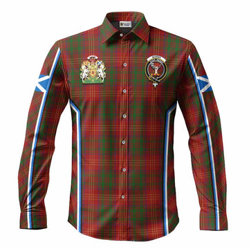 Burns Tartan Crest Long Sleeve Button Shirts Scotland Coat of Arm Flag Style