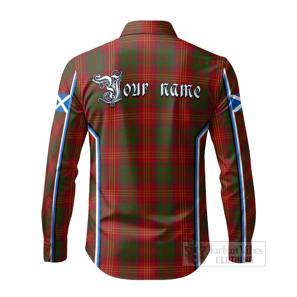 Burns Tartan Crest Long Sleeve Button Shirts Scotland Coat of Arm Flag Style - Tartan Vibes Clothing