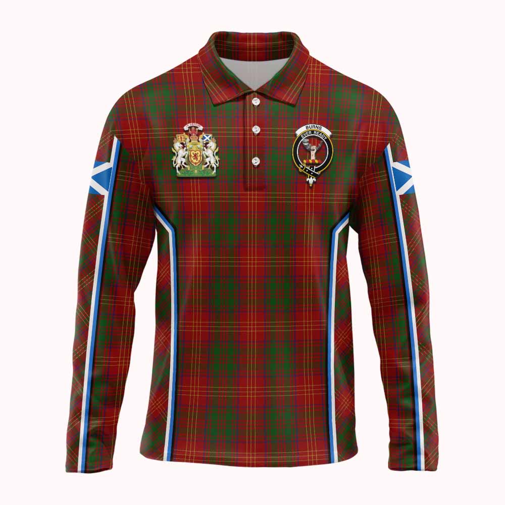 Burns Tartan Crest Long Sleeve Polo Shirt Scotland Coat of Arm Flag Style - Tartan Vibes Clothing