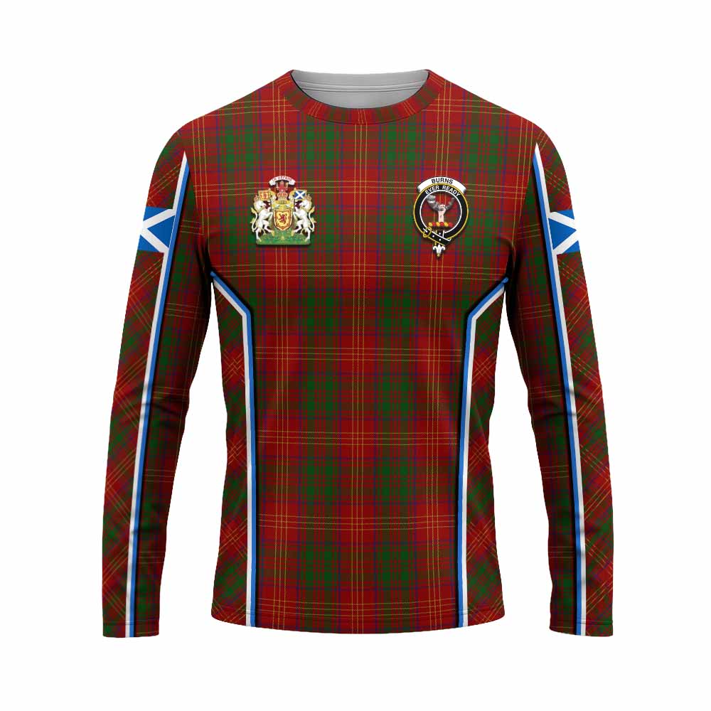 Burns Tartan Crest Long Sleeve T-Shirt Scotland Coat of Arm Flag Style - Tartan Vibes Clothing