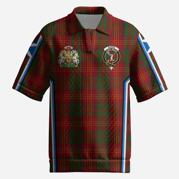 Burns Tartan Crest Men’s Polo Sweater Top Scotland Coat of Arm Flag Style
