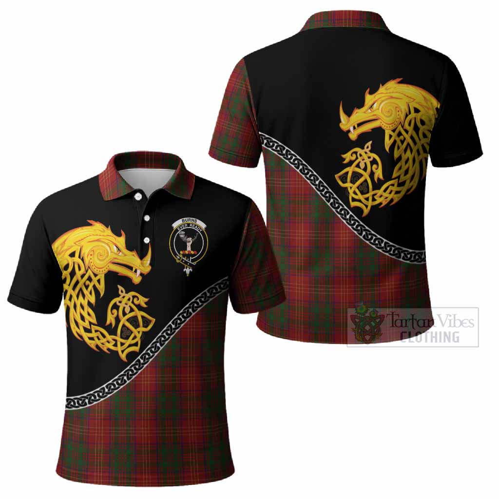 Burns Tartan Crest Polo Shirt Legendary Dragon Knot Half Style