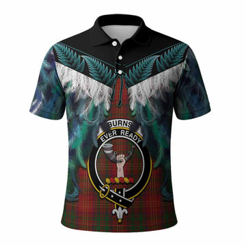 Burns Tartan Crest Polo Shirt New Zealand Maori Korowai Cloak