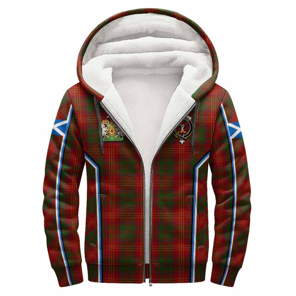 Burns Tartan Crest Sherpa Hoodie Scotland Coat of Arm Flag Style - Tartan Vibes Clothing