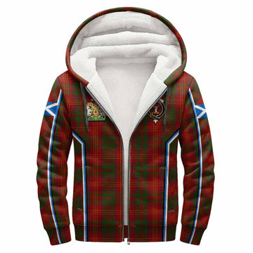 Burns Tartan Crest Sherpa Hoodie Scotland Coat of Arm Flag Style