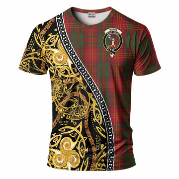 Burns Tartan Crest T-Shirt Celtic Knot and Triple Trickle Spiral Symbols