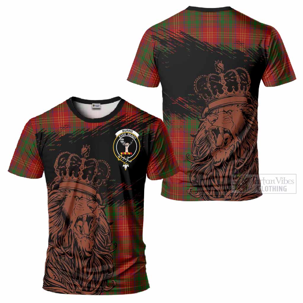 Burns Tartan Crest T-Shirt Crowned Lion Heritage Style