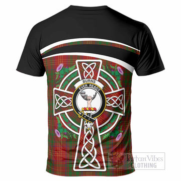 Burns Tartan Crest T-Shirt Scottish Thistle Celtic Cross Alba Gu Brath