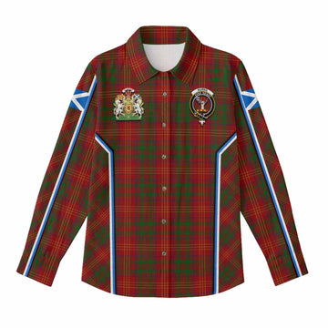 Burns Tartan Crest Women Casual Shirt Scotland Coat of Arm Flag Style - Tartan Vibes Clothing