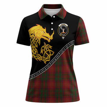 Burns Tartan Crest Women Polo Shirt Legendary Dragon Knot Half Style