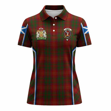 Burns Tartan Crest Women's Polo Shirt Scotland Coat of Arm Flag Style