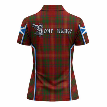Burns Tartan Crest Women's Polo Shirt Scotland Coat of Arm Flag Style