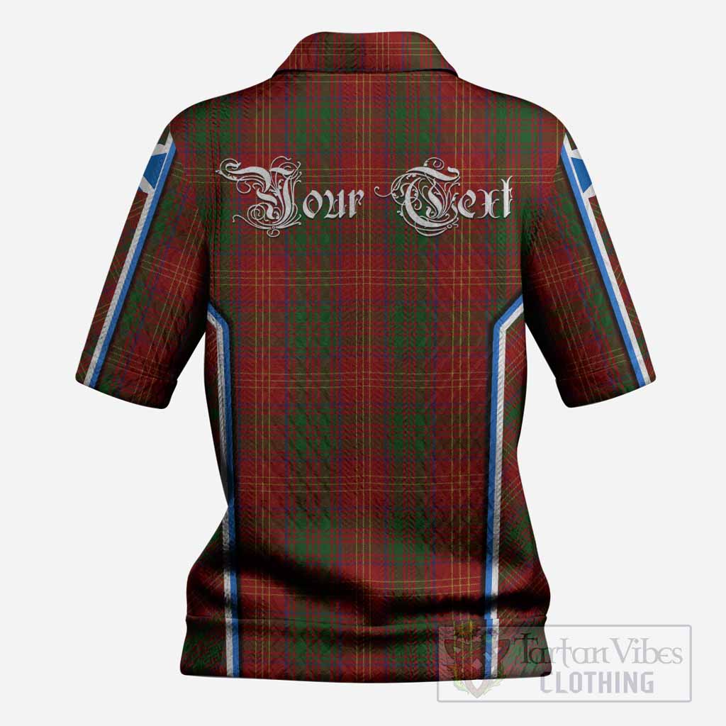 Burns Tartan Crest Women’s Polo Sweater Top Scotland Coat of Arm Flag Style