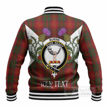 Burns Tartan Family Crest Baseball Jacket Scottish Burns Night Thistle Floral