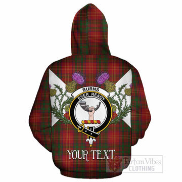 Burns Tartan Family Crest Cotton Hoodie Scottish Burns Night Thistle Floral