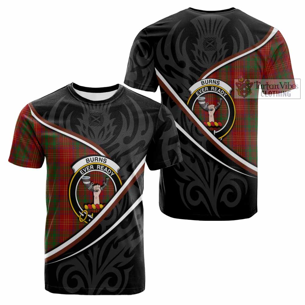 Burns Tartan Family Crest Cotton T-shirt Celtic Scottish Thistle Floral - Tartan Vibes Clothing