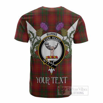 Burns Tartan Family Crest Cotton T-shirt Scottish Burns Night Thistle Floral
