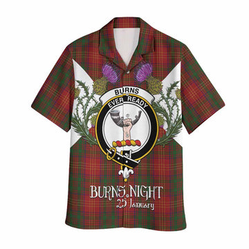 Burns Tartan Family Crest Hawaiian Shirt Scottish Burns Night Thistle Floral