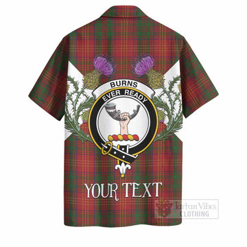 Burns Tartan Family Crest Hawaiian Shirt Scottish Burns Night Thistle Floral