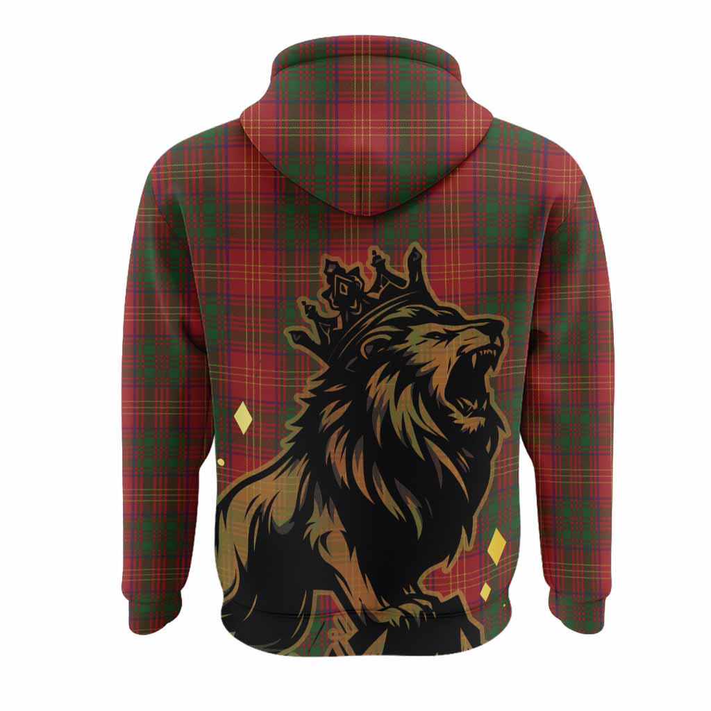 Burns Tartan Family Crest Hoodie Crowned Lion Roaring
