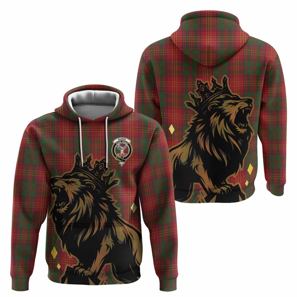 Burns Tartan Family Crest Hoodie Crowned Lion Roaring
