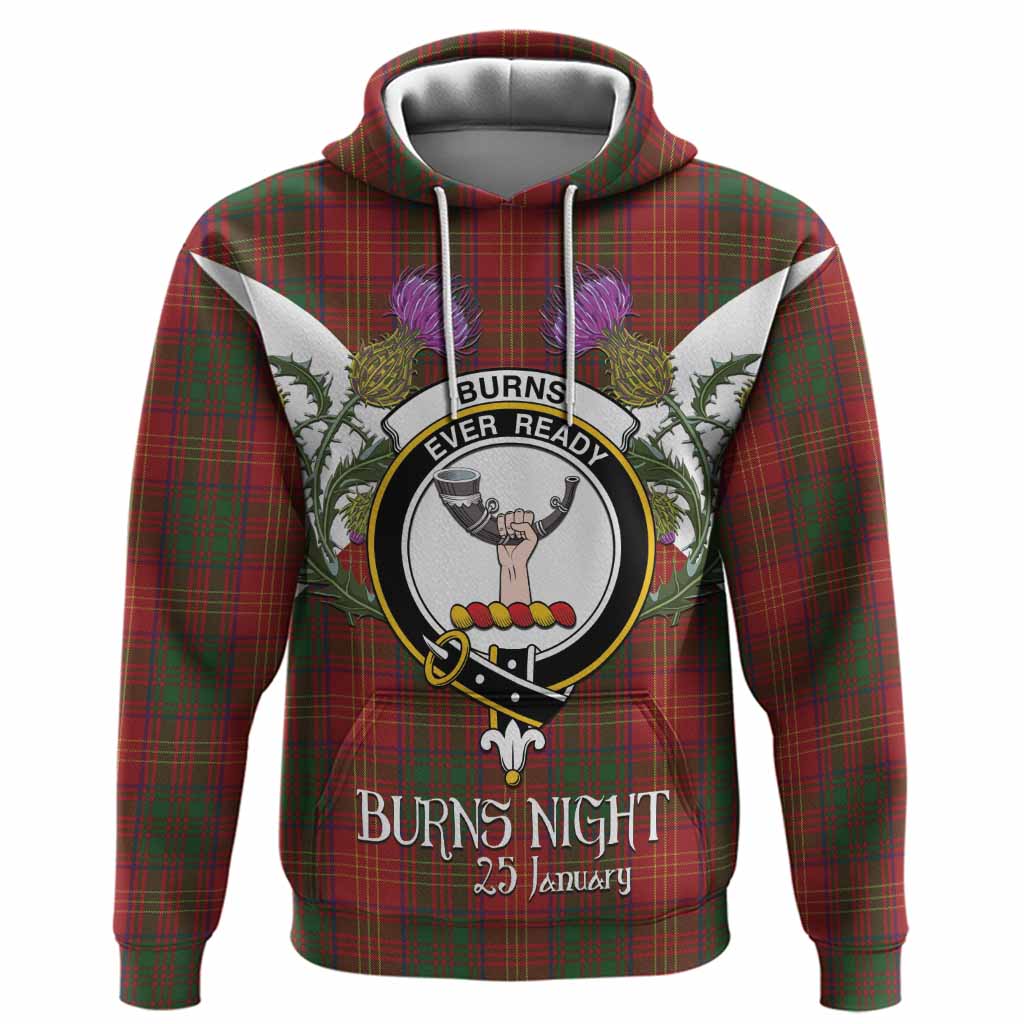 Burns Tartan Family Crest Hoodie Scottish Burns Night Thistle Floral