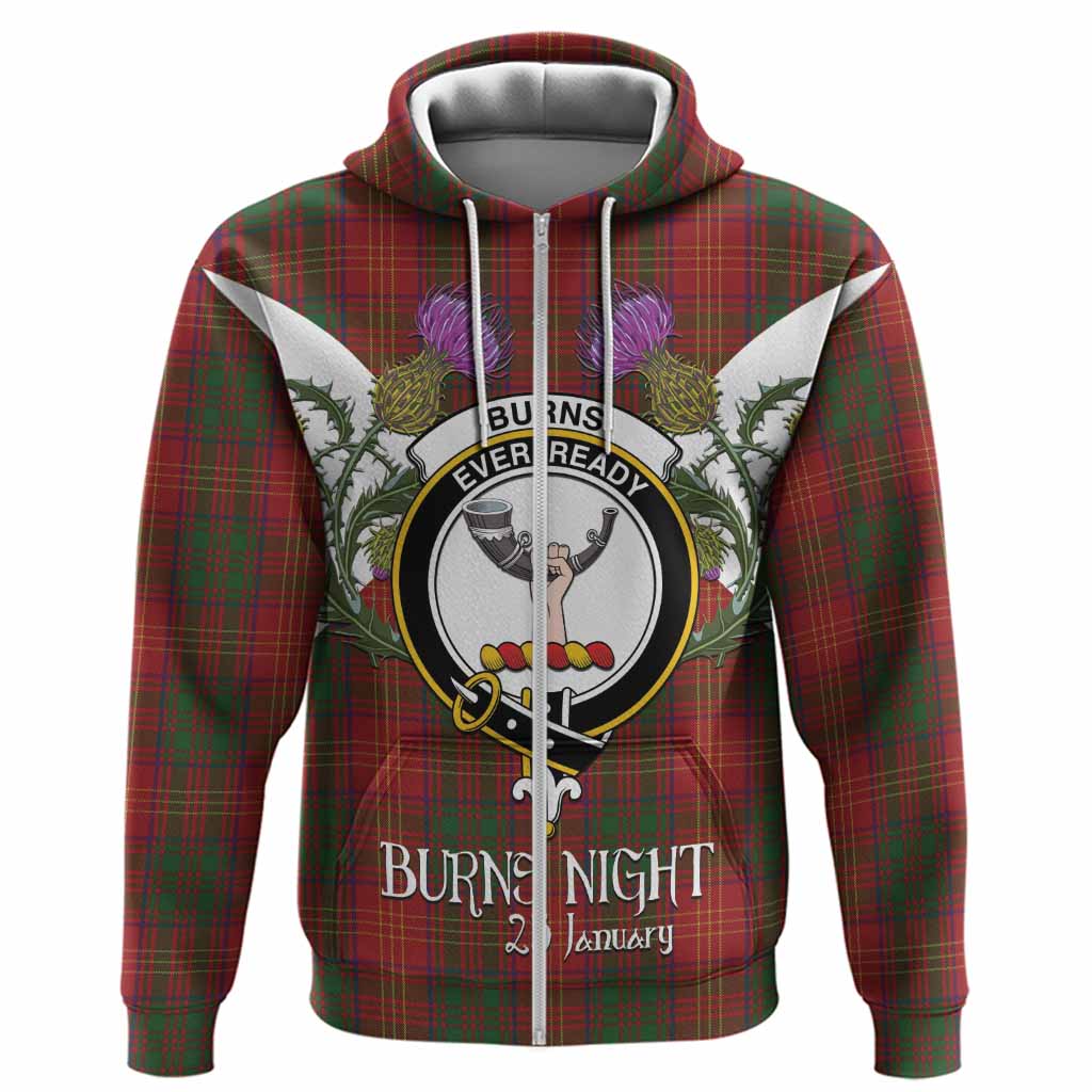 Burns Tartan Family Crest Hoodie Scottish Burns Night Thistle Floral