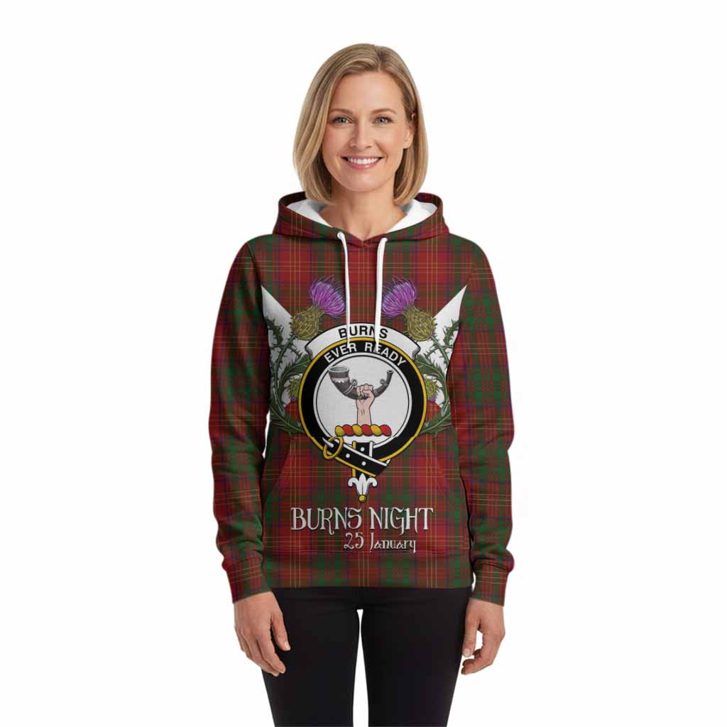 Burns Tartan Family Crest Hoodie Scottish Burns Night Thistle Floral