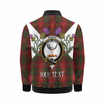 Burns Tartan Family Crest Kid Bomber Jacket Scottish Burns Night Thistle Floral