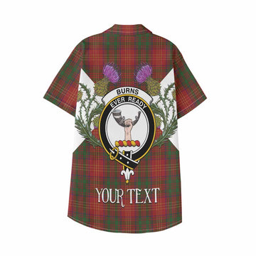 Burns Tartan Family Crest Kid Hawaiian Shirt Scottish Burns Night Thistle Floral