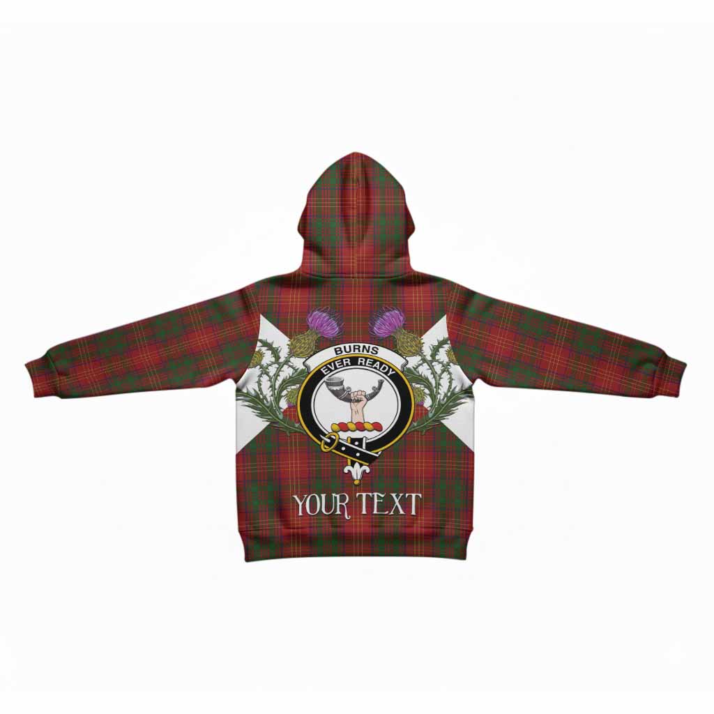 Burns Tartan Family Crest Kid Hoodie Scottish Burns Night Thistle Floral