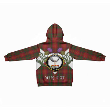Burns Tartan Family Crest Kid Hoodie Scottish Burns Night Thistle Floral
