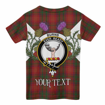 Burns Tartan Family Crest Kid T-shirt Scottish Burns Night Thistle Floral