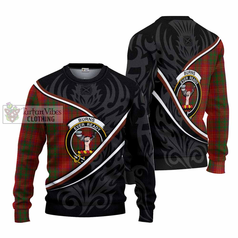 Burns Tartan Family Crest Knitted Sweater Celtic Scottish Thistle Floral - Tartan Vibes Clothing