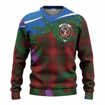 Burns Tartan Family Crest Knitted Sweater Thistle in Minimalism