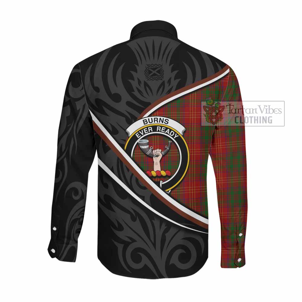 Burns Tartan Family Crest Long Sleeve Button Shirts Celtic Scottish Thistle Floral - Tartan Vibes Clothing