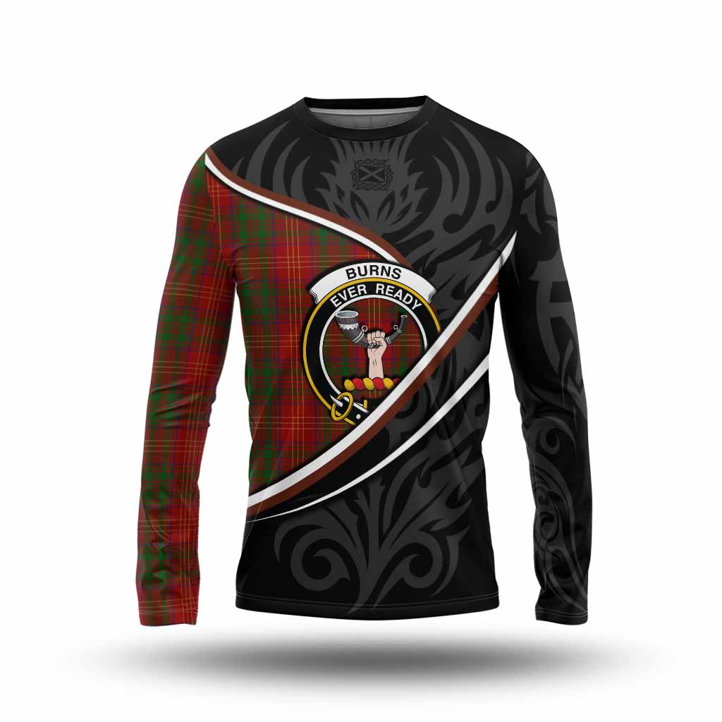 Burns Tartan Family Crest Long Sleeve T-Shirt Celtic Scottish Thistle Floral - Tartan Vibes Clothing