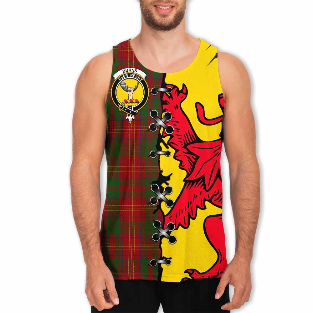 Burns Tartan Family Crest Men Tank Top Lion Rampant Honor - Tartan Vibes Clothing