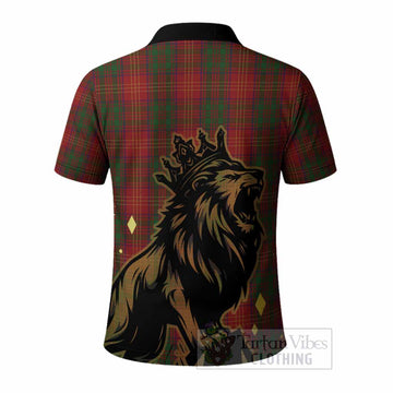 Burns Tartan Family Crest Polo Shirt Crowned Lion Roaring