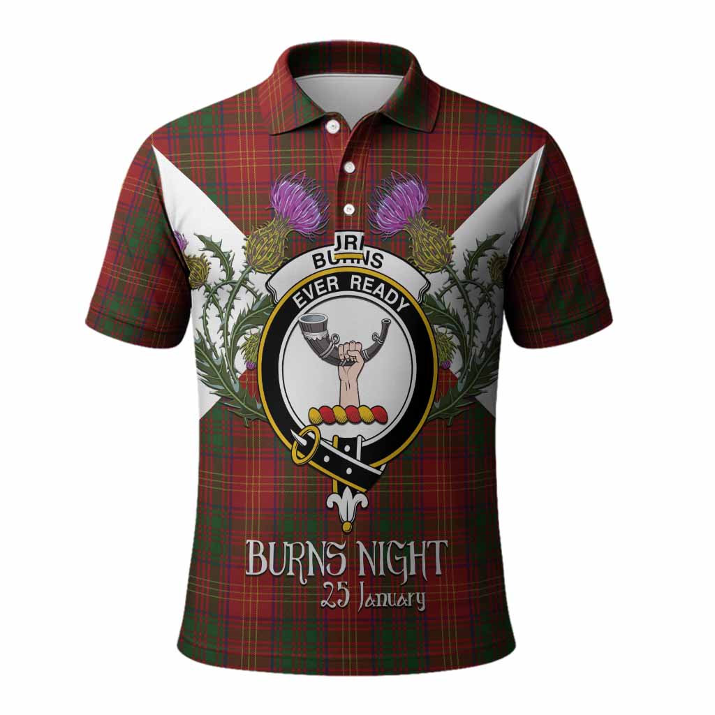 Burns Tartan Family Crest Polo Shirt Scottish Burns Night Thistle Floral