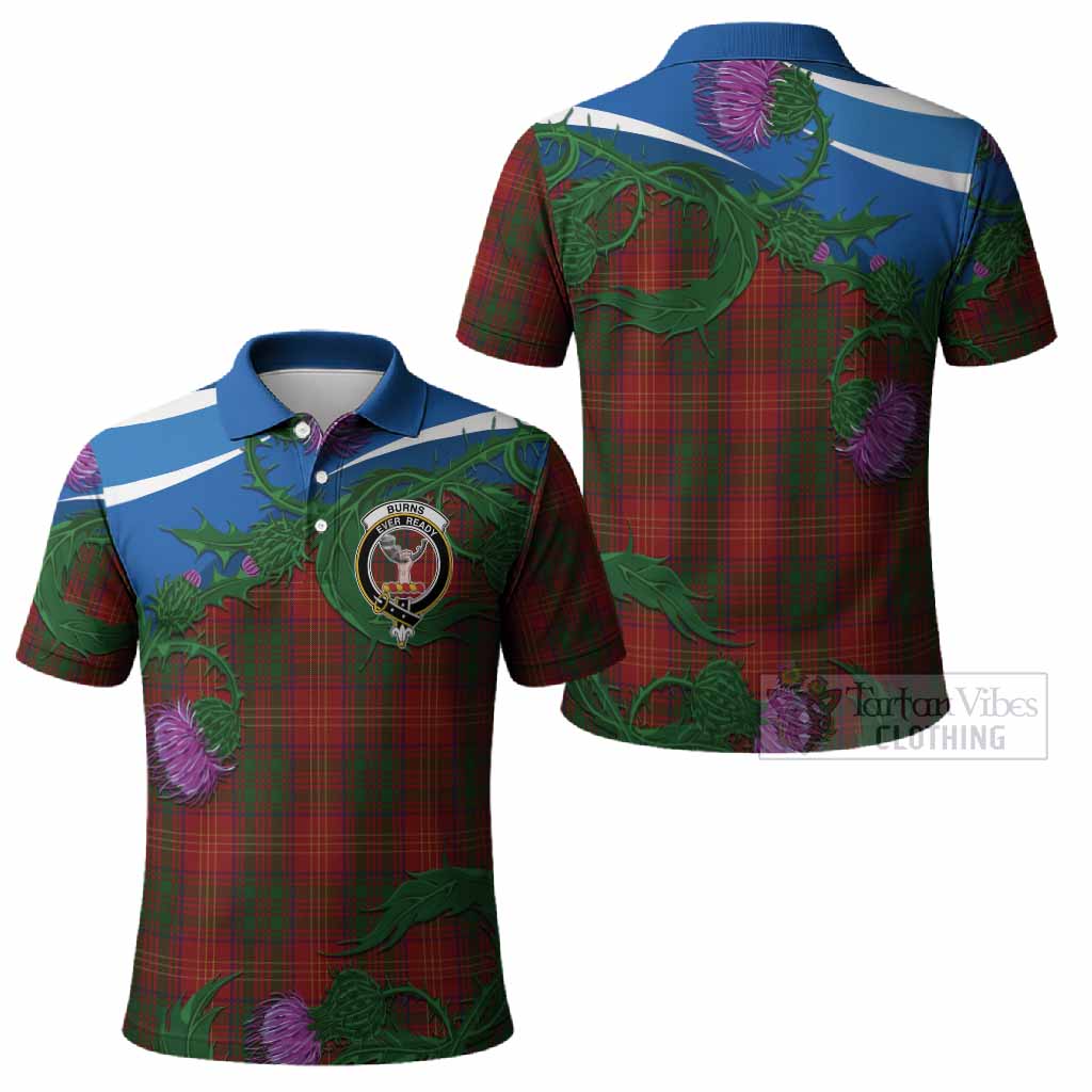Burns Tartan Family Crest Polo Shirt Thistle in Minimalism