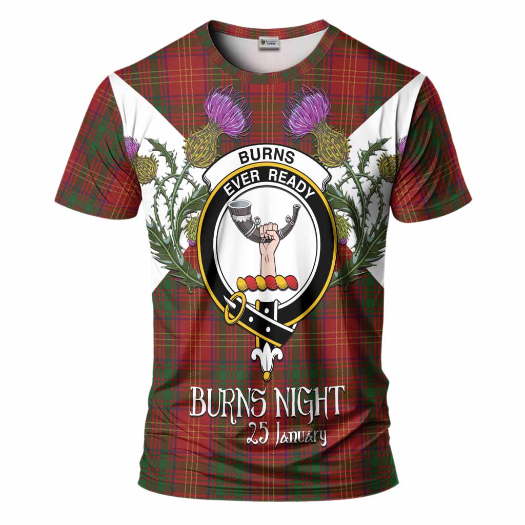 Burns Tartan Family Crest T-Shirt Scottish Burns Night Thistle Floral