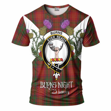 Burns Tartan Family Crest T-Shirt Scottish Burns Night Thistle Floral