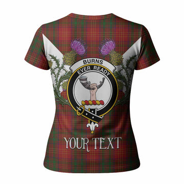 Burns Tartan Family Crest Women T shirt Scottish Burns Night Thistle Floral